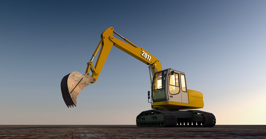 3d Rendering of Excavator Machine